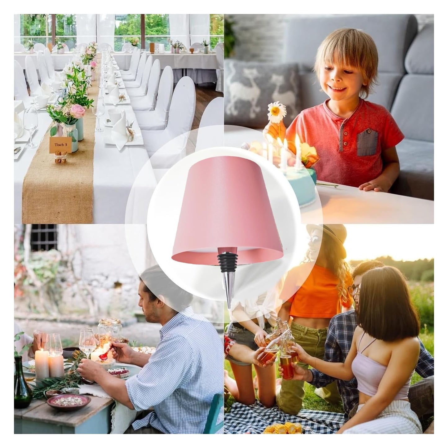 Neioaas Wireless Bottle Lamp,2025 New 3 Color Stepless Dimming Wireless Wine Bottle Lamp, USB Rechargeable Touch LED Wine Bottle Lights for Home,Bar,Camping,Travel(Pink, 1PC)