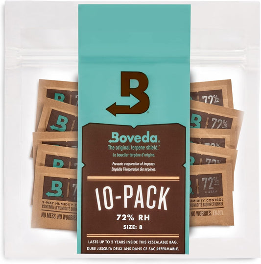 Boveda 72% RH 2-Way Humidity Control – Restores & Maintains Humidity – All in One Solution for Humidification- Patented Technology - Convenient & Versatile - 10 Count Resealable Bag