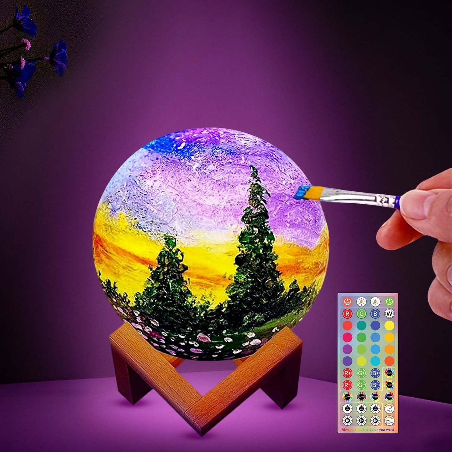 HOLA DIY 3D Moon Night Light, Paint Your Own Moon Lamp Kit, Arts Supplies and Crafts Kit, Ages 6 7 8 9 10 11 12 13 Year Old Girls Boys Kids Birthday Gifts