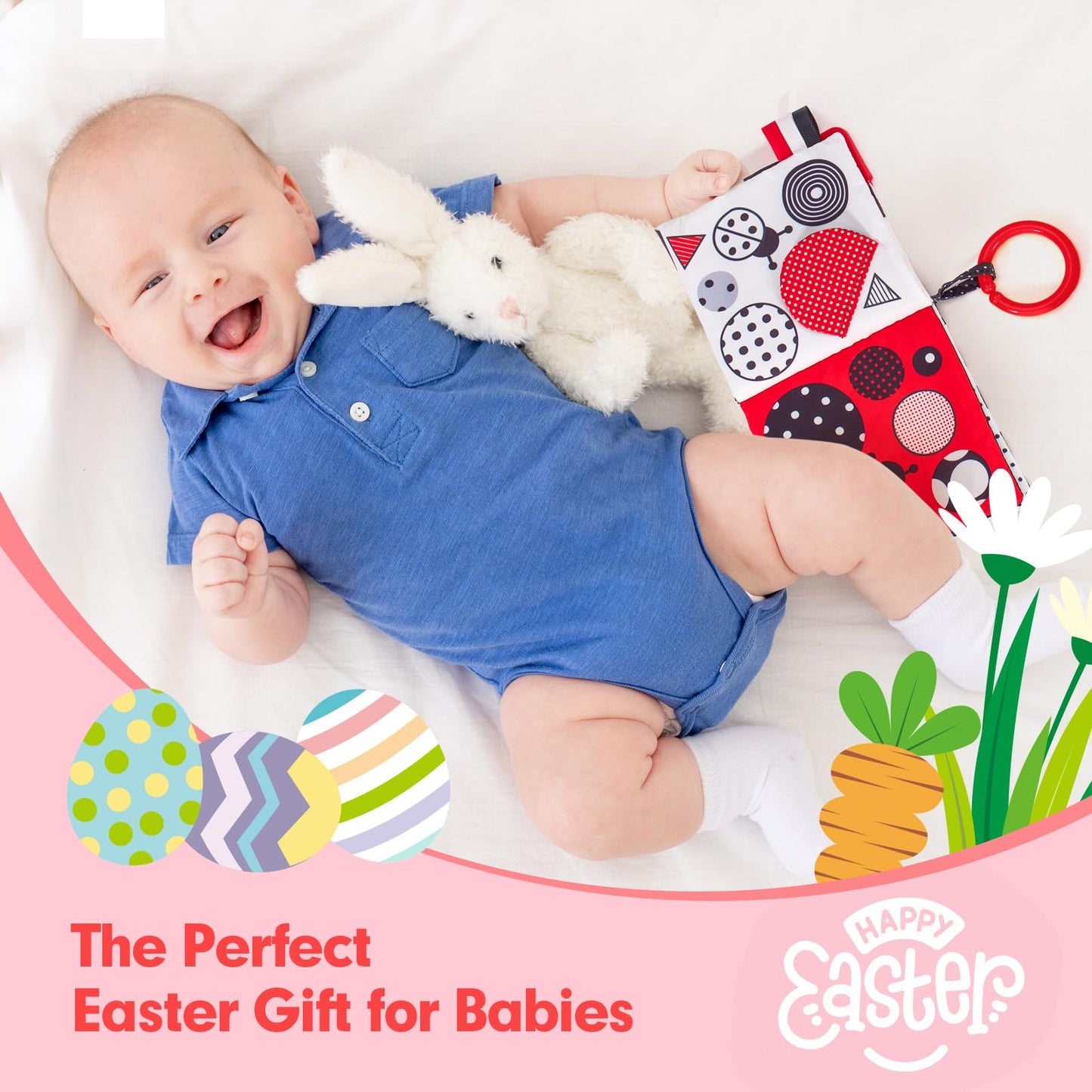 hahaland Baby Books 0-6 Months - 2PCS Infant Toys 0-6m Tummy Time Babies Toy Newborn Toys High Contrast Visual Development Sensory Book Baby Girl Boy Shower Gift