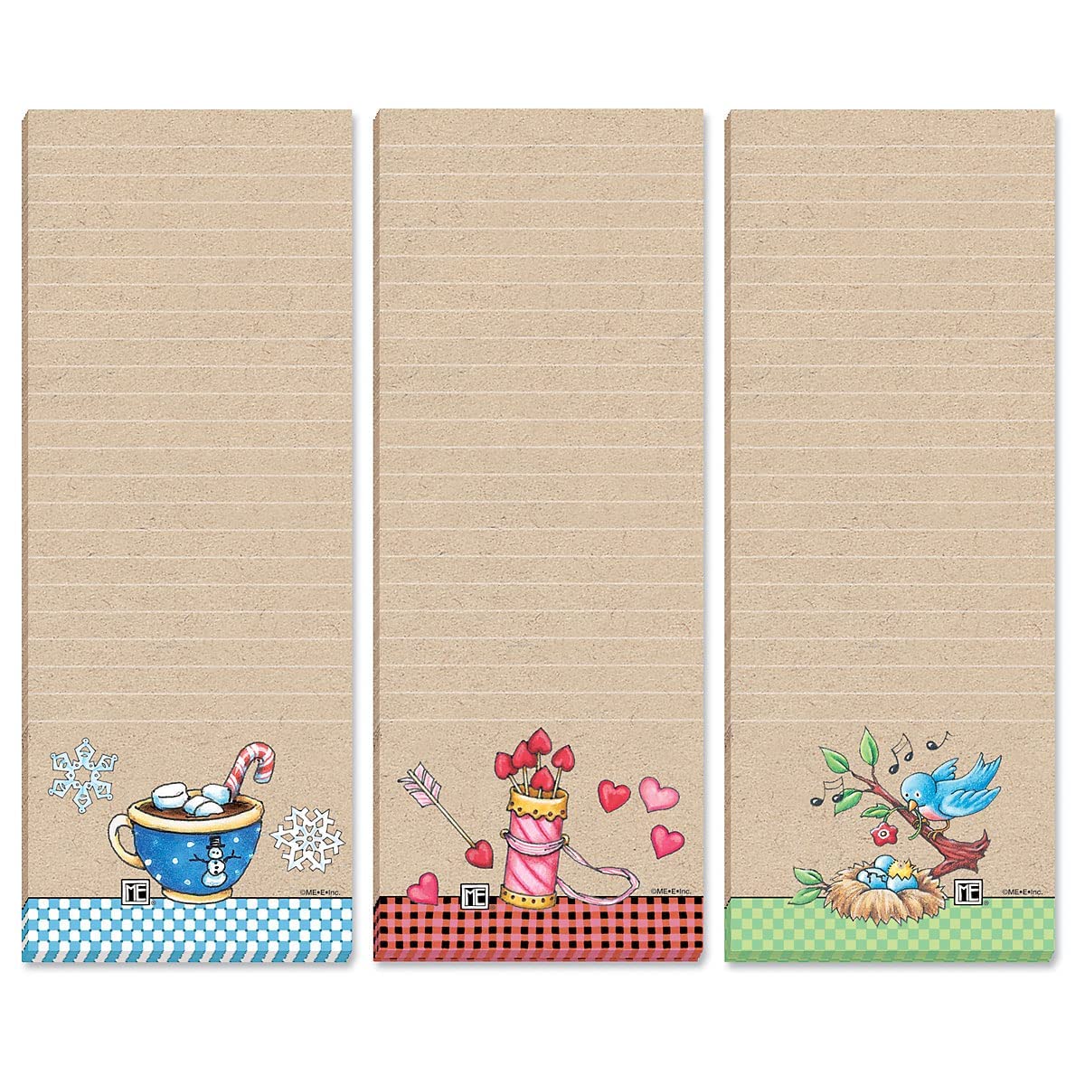 Current Mary Engelbreit Seasonal Characters Magnetic Notepad Set – Set of 12 Mini Memo Pads, 12 Designs, 30-Sheet Pads, 2½ x 6½ Inches, Shopping List, To-Do Notes, Printed in The USA