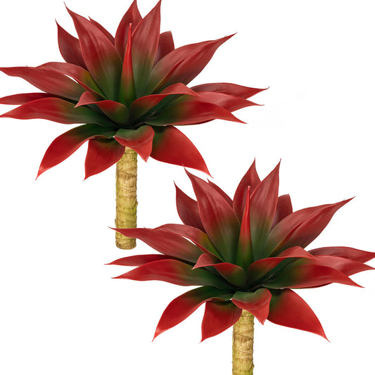 ENALGRE Artificial Agave Faux Agave Fake Greenery 18In Outdoor Artificial Plant Fake Plant for Indoor Home Decoration Plastic Plant Outdoor Decoration Front Porch Decor Simulation Plants 2Pack（Red）