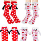 2Pairs Holding Hands Socks Funny Magnetic Couple Socks for Bestie Lovers Boyfriend Anniversaries Halloween Xmas Gifts