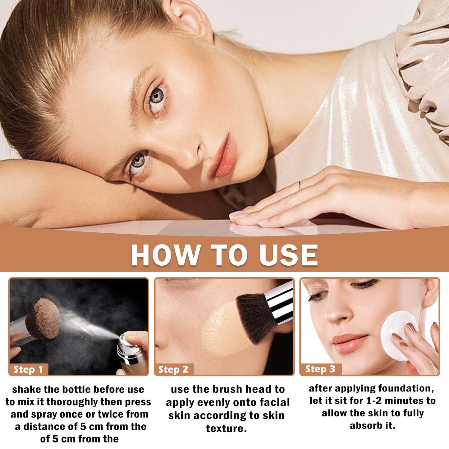 QIUFSSE Airbrush Foundation Makeup Spray Full Coverage Foundation for Mature Skin,Long-lasting Airbrush Flawless Setting Spray,Waterproof Foundation for Smooth Radiant Skin (Natural/Warm Porcelain)