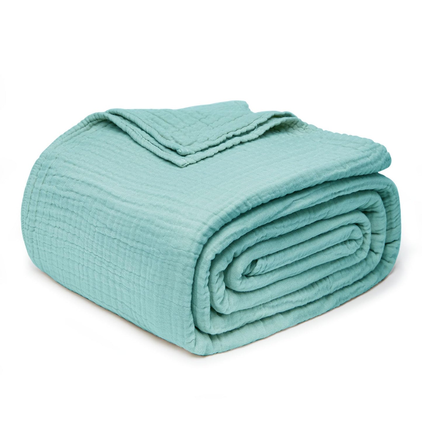 Joydeco 100% Cotton Muslin Throw Blanket for Couch Bed and Sofa, 4-Layer Lightweight and Breathable Soft Gauze Blanket for All Season, Luxury Throws Cotton Blanket Gift(Teal, 55"x75")