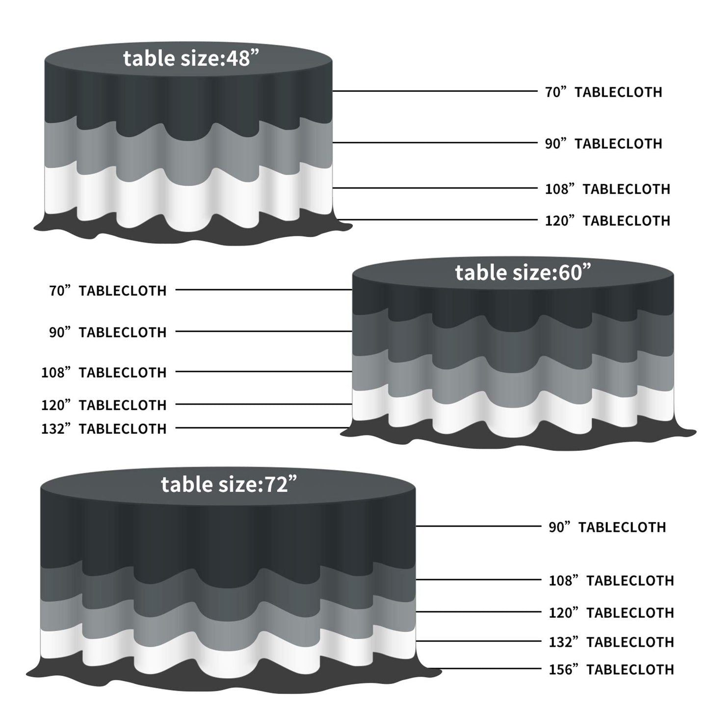 120 inch Round Tablecloth Washable Polyester Table Cloth Decorative Table Cover for Wedding Party Dining Banquet（120 inch,Black）