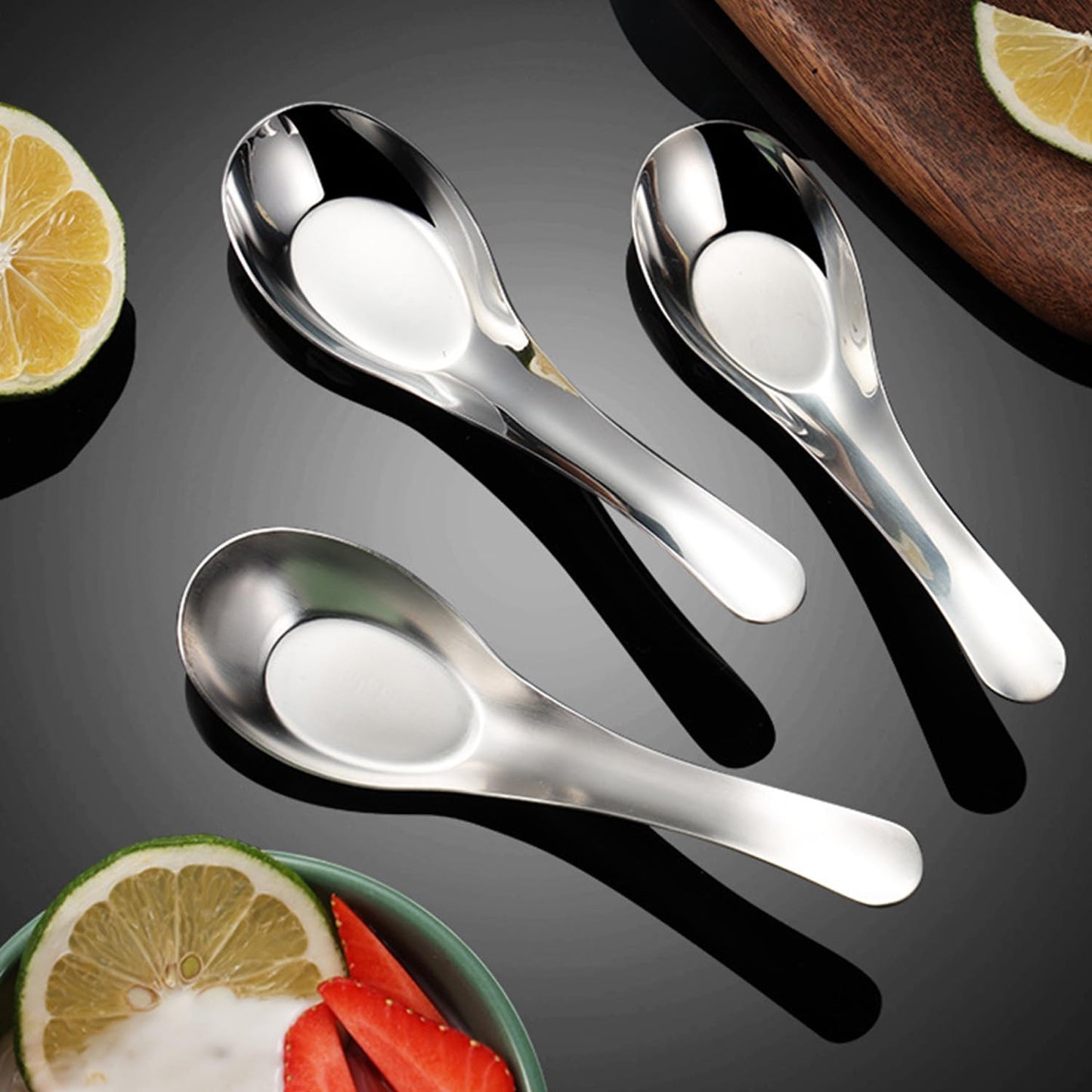 6Pcs Stainless Steel Spoons,Table Soup Spoon, Set of 6 Dinner Spoons for Home, Kitchen, or Restaurant Flatware Set