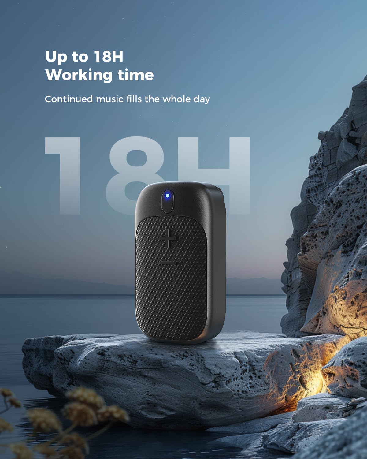 SUPERONE Wearable Bluetooth Speaker, Clip-On Wireless Portable Speakers with Mic for Calls, Up to 18 Hours Battery Life, IPX5 Waterproof Mini Speakers for Outdoor Travel Run