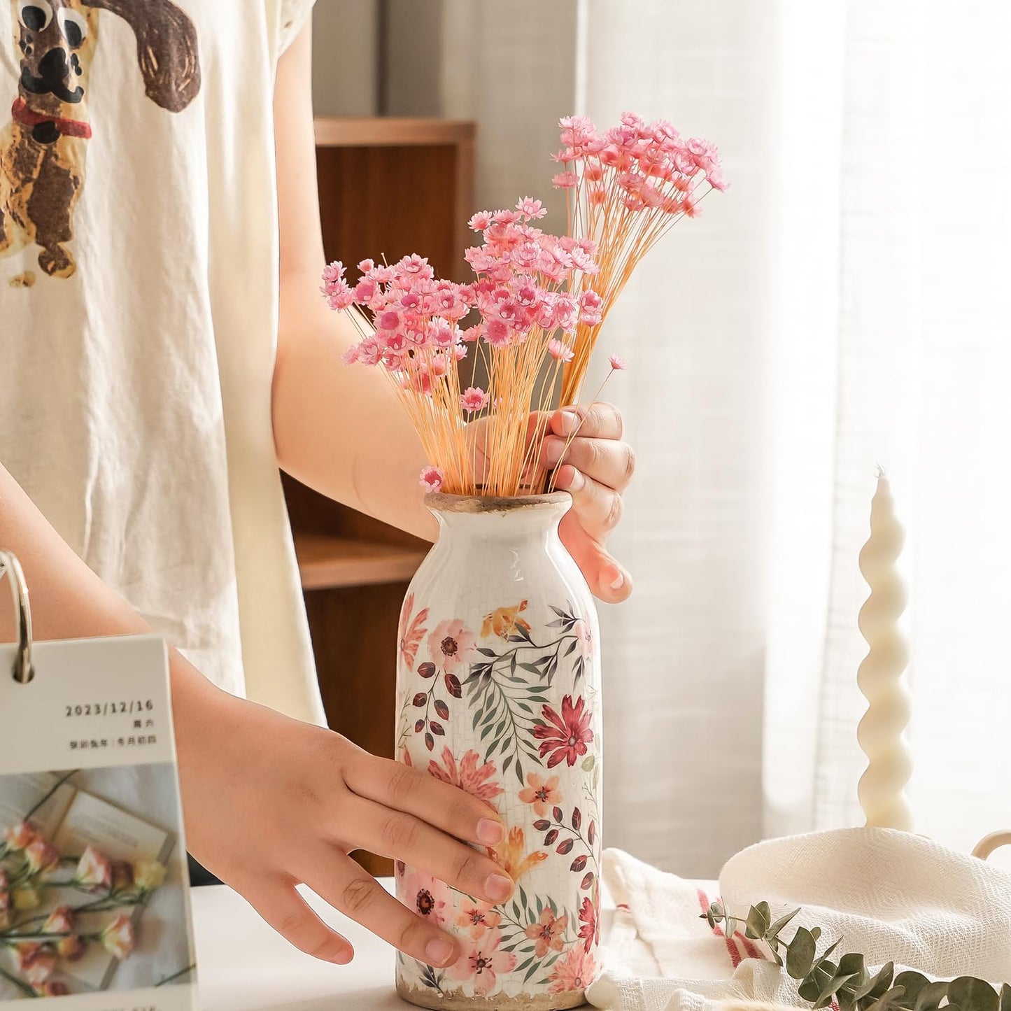 Natural - Dried - Flowers Brazilian Small Star Daisy Dried Decorative Mini Chamomile Bouquet for Wedding Floral Arrangements Home Decorations Valentine's Day Gifts (200 Stems) (Pink)