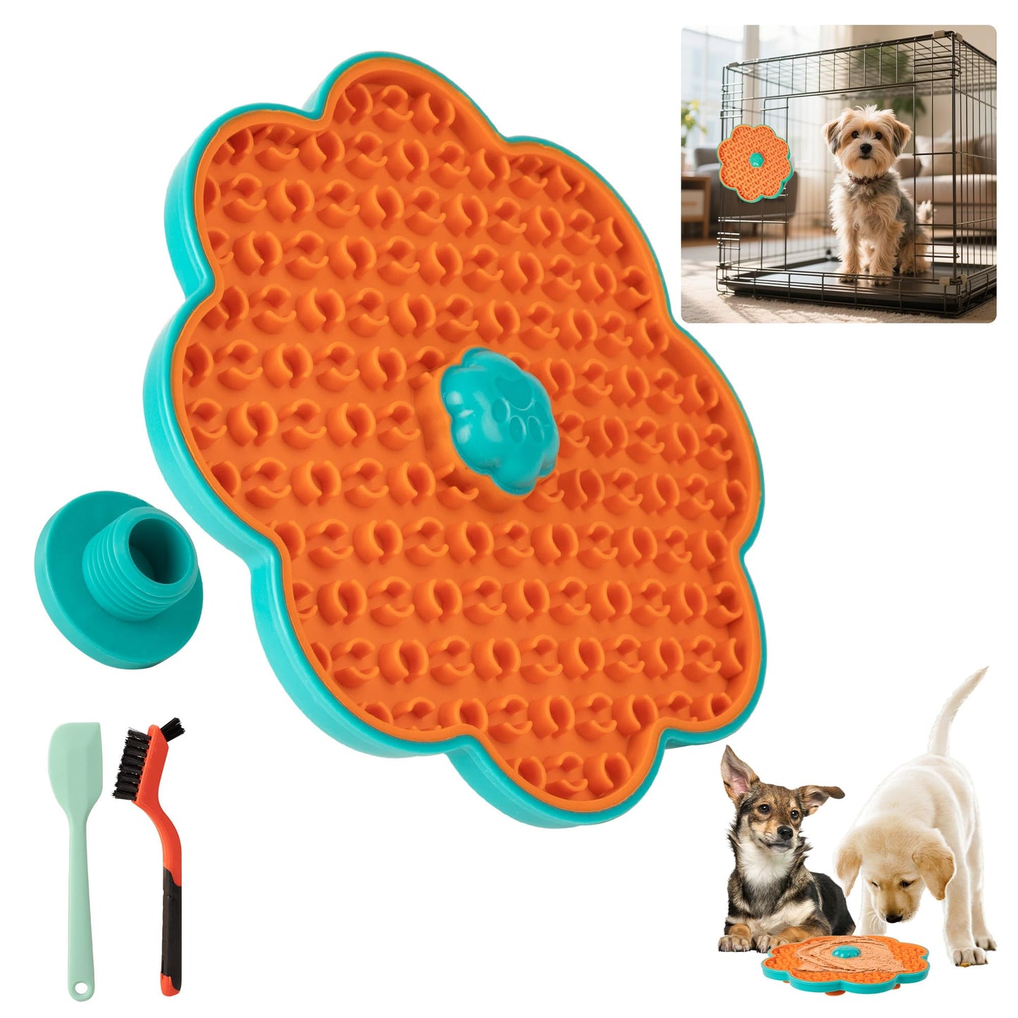 2 in 1 Lick Mat for Crate Training, Dog Slow Feeder Anxiety Relief Enrichment Pad with Suction Cups, Dishwasher Safe, BPA-Free Silicone for Small & Medium Dogs, 1 Pack