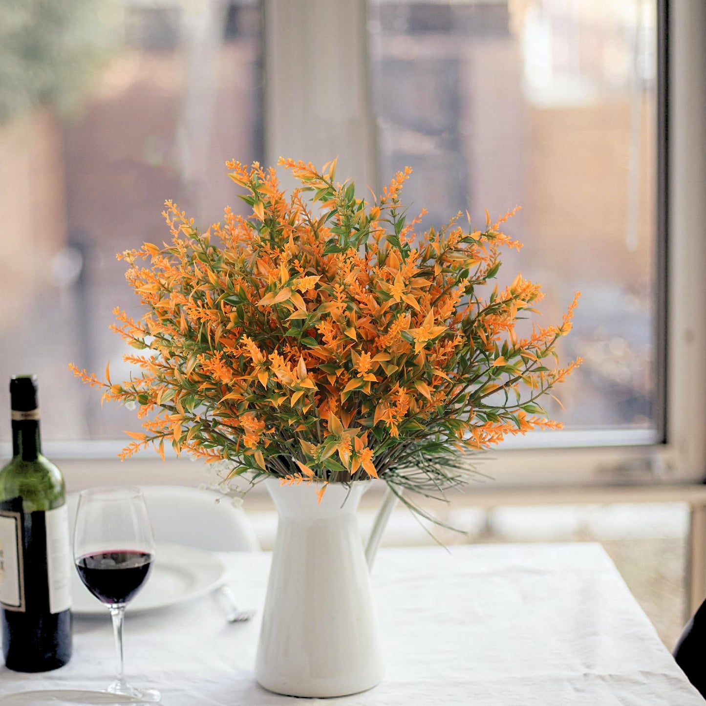 RECUTMS Artificial Flowers for Outdoors Artificial Fall Flowers for Outdoors UV Resistant Artificial Plants Outdoor Artificial Flowers for Outside in Pots(Salmon)