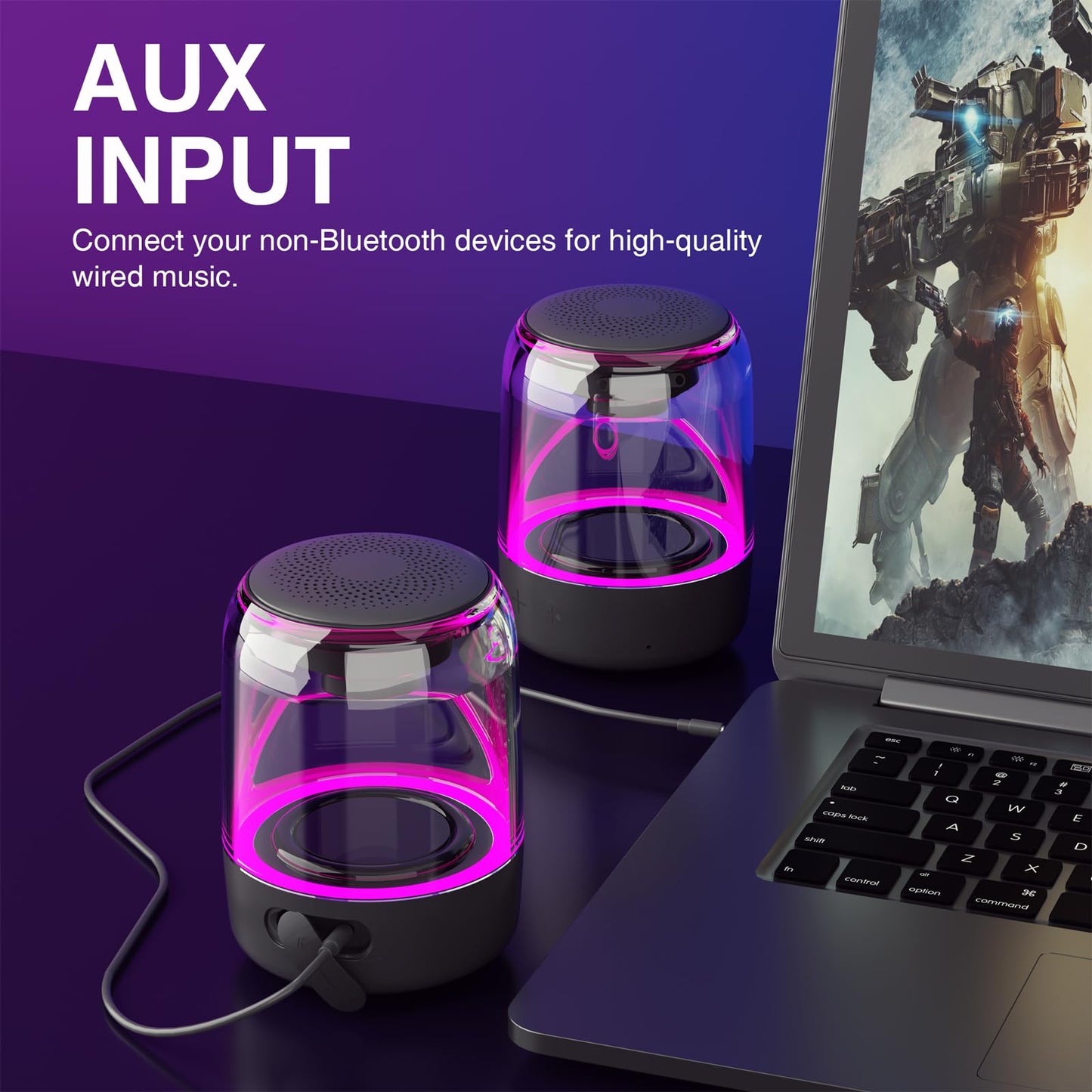 MEGATEK Portable Bluetooth Speakers (2-Pack) – True Wireless Stereo (TWS) Pair, Vibrant LED Lights, 360° HD Sound, 12-Hour Playtime, IPX5 Waterproof – Perfect for Home, Parties, Outdoors, and Travel