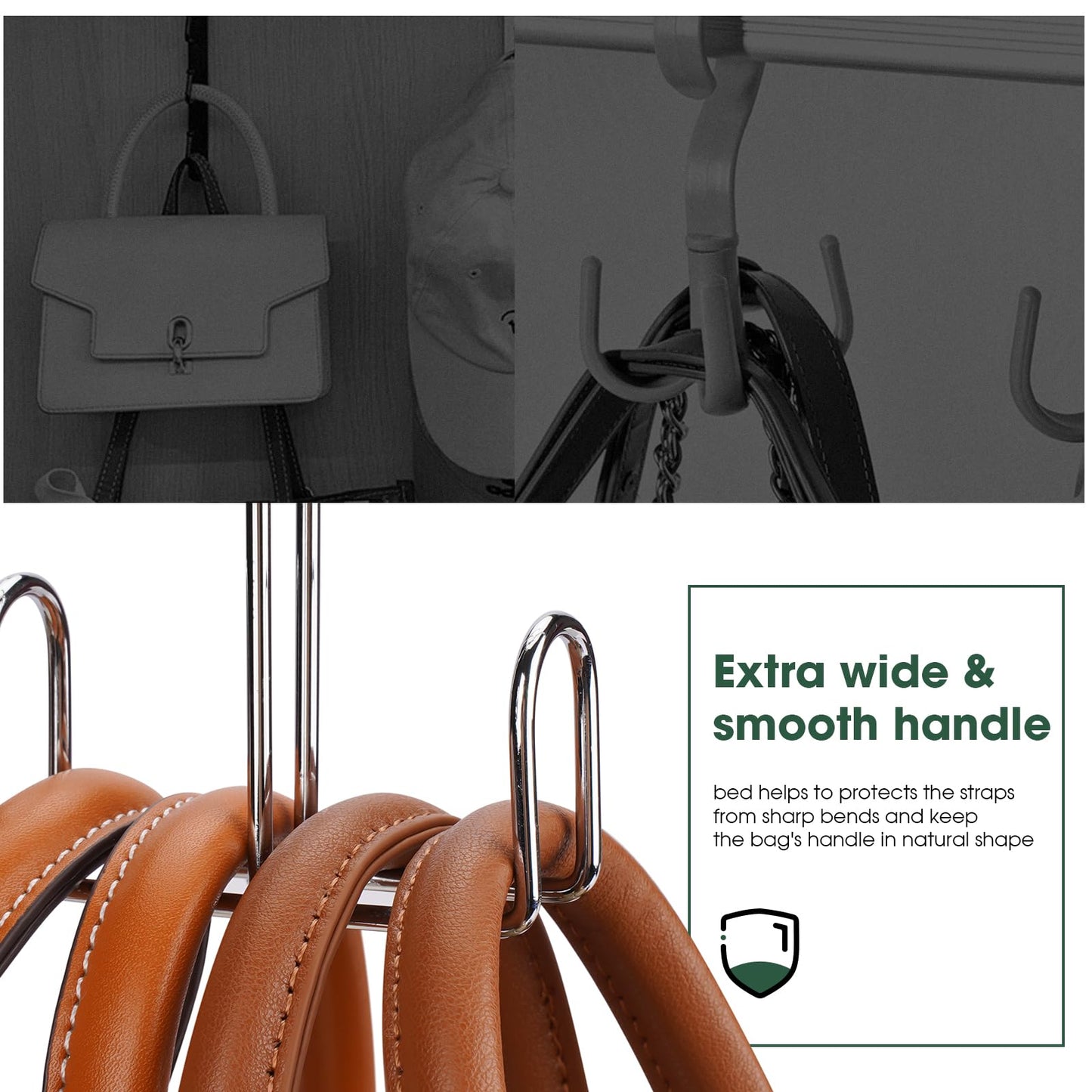 Ulimart Purse Hanger 2 Pack,Purse Organizer for Closet,Rotatable Metal Bag Organizer,Purse Holder for Handbags,Belts,Scarves,Tote,Baseball Hats,Backpacks(Silver)