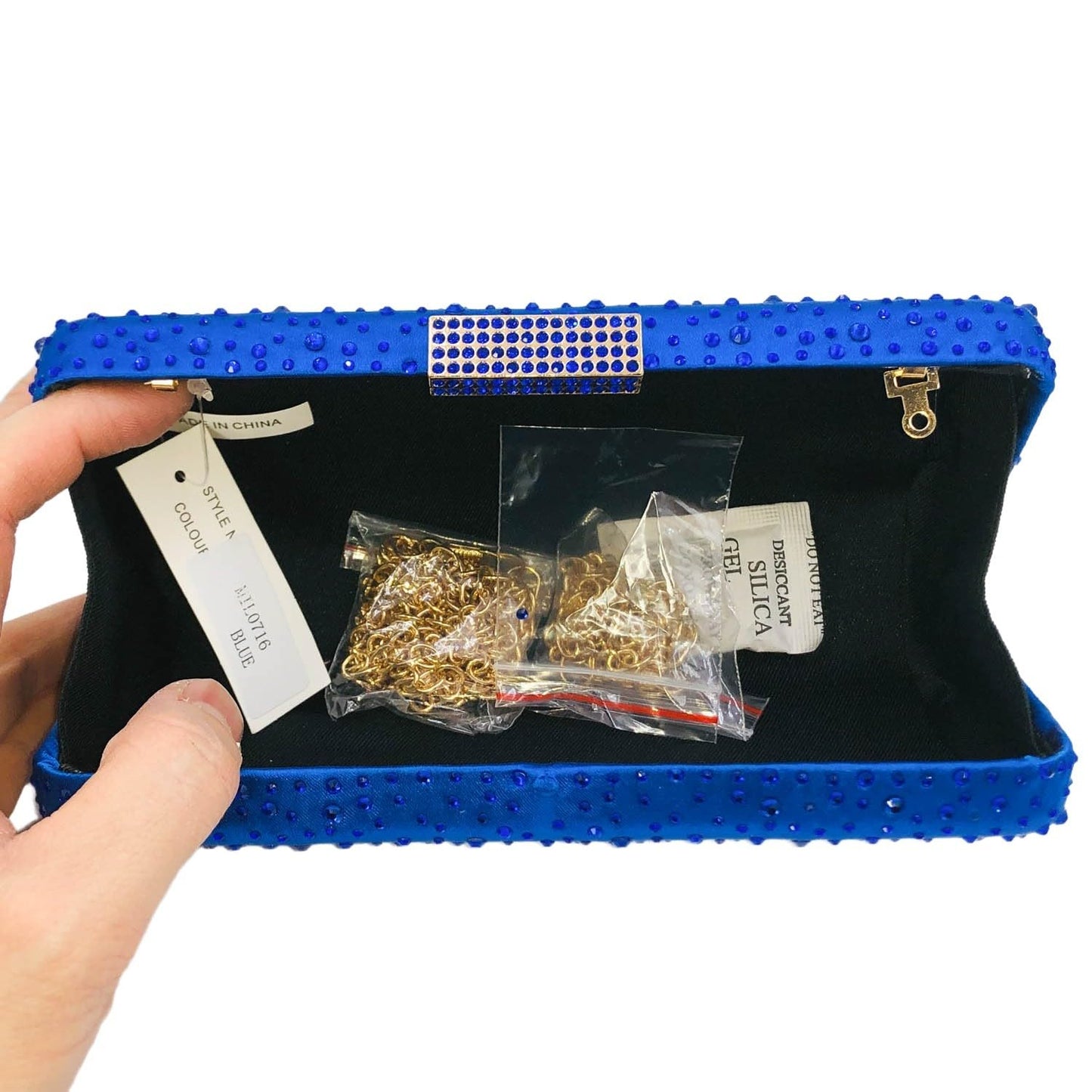 Boutique De FGG Elegant Women Crystal Clutch Purse Formal Evening Bags Wedding Handbags Cocktail Rhinestone Clutch Purse,Mini,Blue