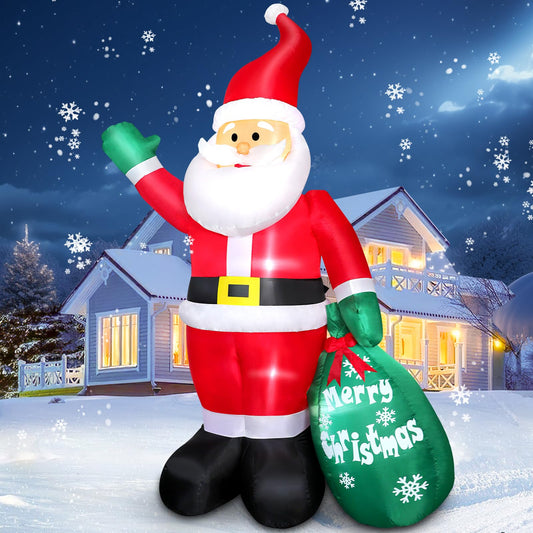 Omdekor 7FT Christmas Inflatable Santa Claus with Giant Gift Bag, Classic Blow up Outdoor Yard Decorations with Built-in Bright LED Lights for Holiday Xmas Party Display Lawn Garden Patio Home Decor