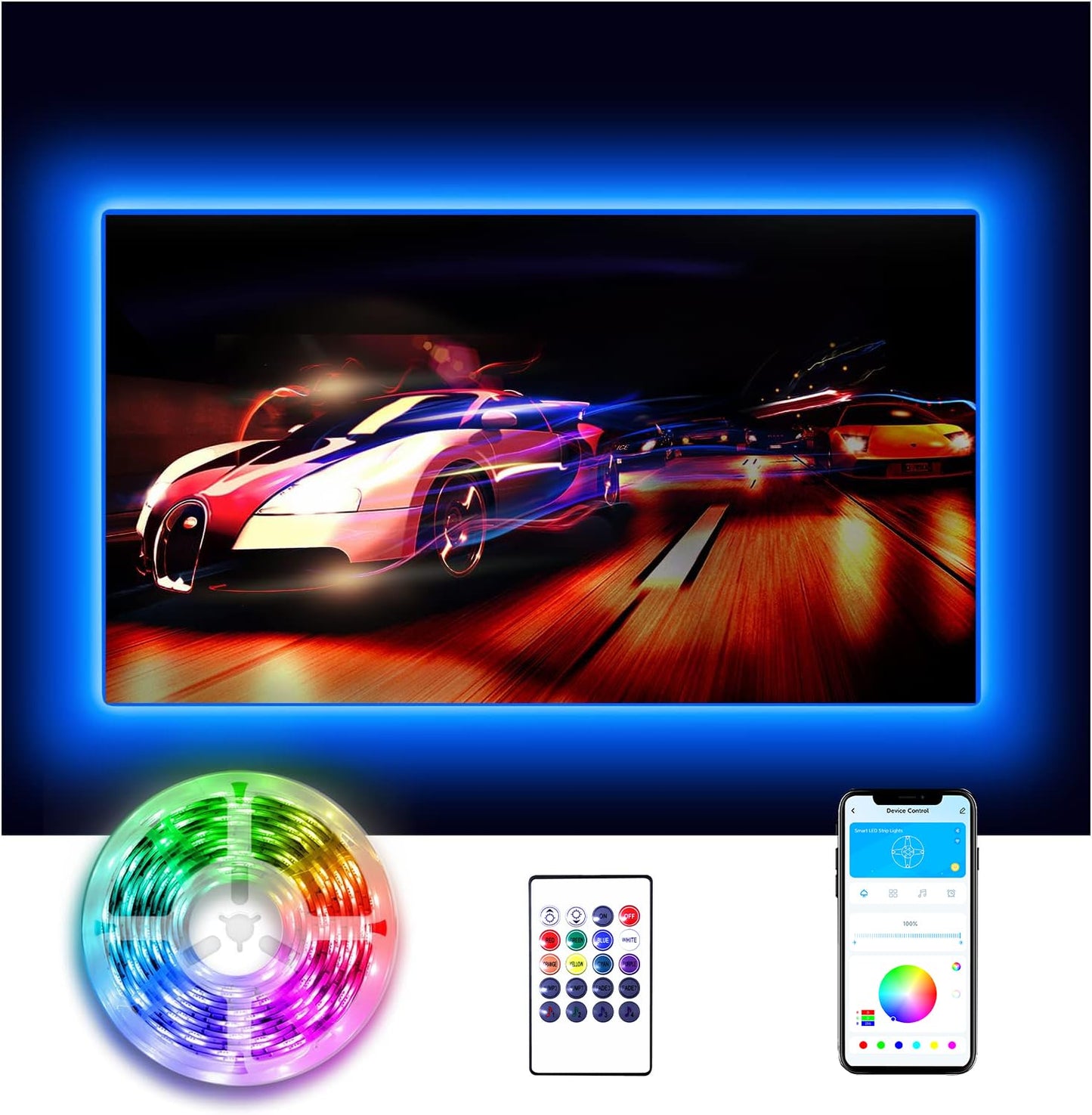 LED Lights for TV, TV Led Backlight, 15ft RGB Led Strip Lights for TV 65-75 inch, Music Sync Bluetooth APP & Remote Control TV Light Behind, USB TV Led Lights for Bedroom Lighting, Gaming Room Decor