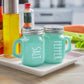 Turquoise Salt and Pepper Shakers Set - Teal Kitchen Decor and Accessories for Home Restaurants Wedding - Glass Salt and Pepper Set for Cooking Table, RV, BBQ, Easy to Clean & Refill