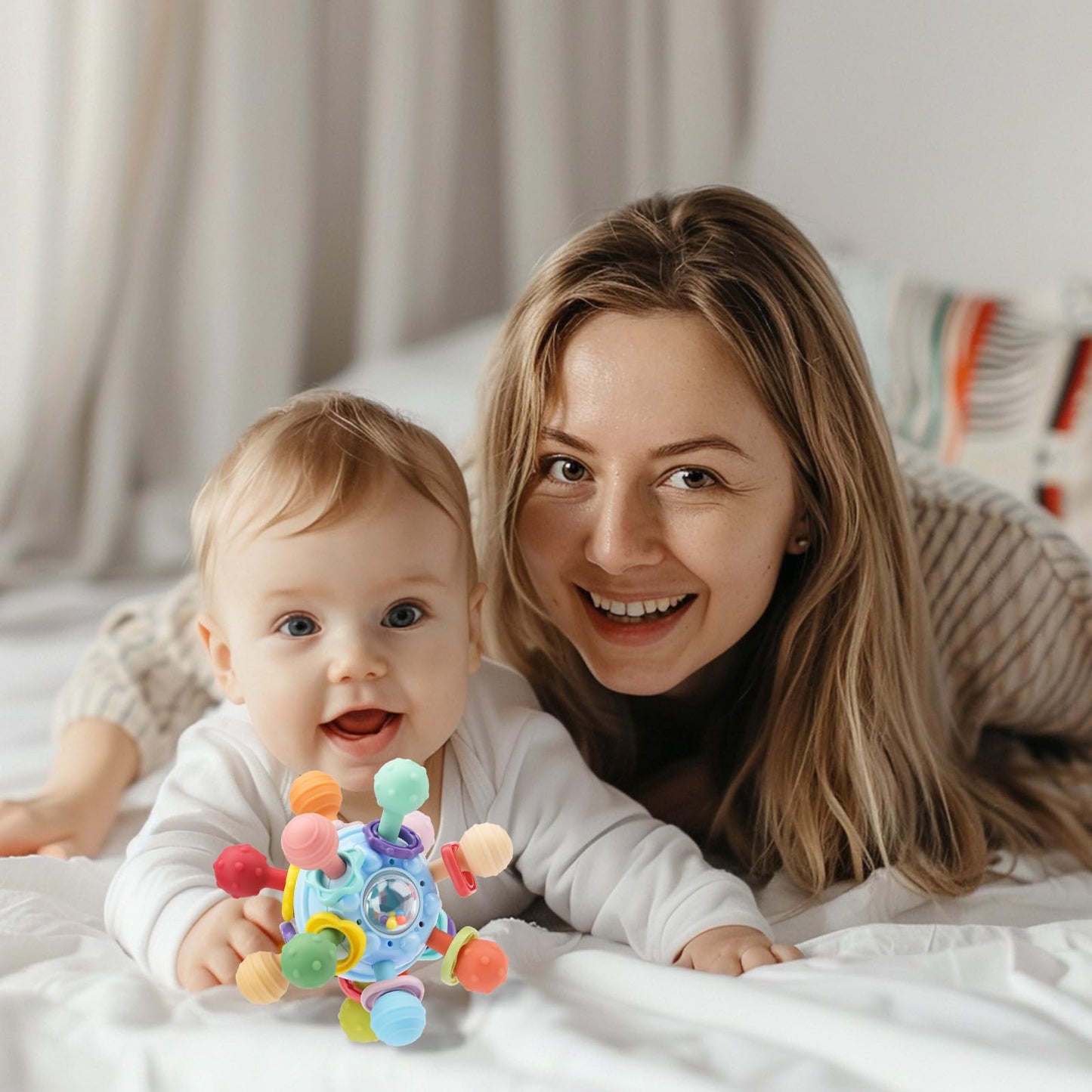 Baby Teething Toys, Baby Teethers Montessori Sensory Toys for 0-6 6-12 Months, Gifts for 1 Year Old Boys Girls Infant Newborn 0 3 6 9 12 18 Months Toys- Blue