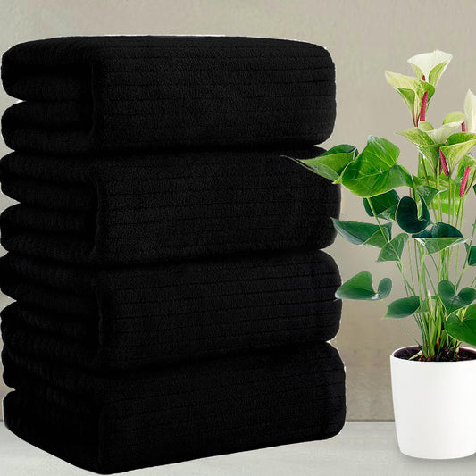 Mistyrose 4 Pack Oversized Bath Towels Set, Black 35"x70" Extra Large Towel Microfiber Soft XL Bath Sheet Super Absorbent Bathroom Towels Set Quick Dry Plus Size Shower Towels for Family Hotel Dorm