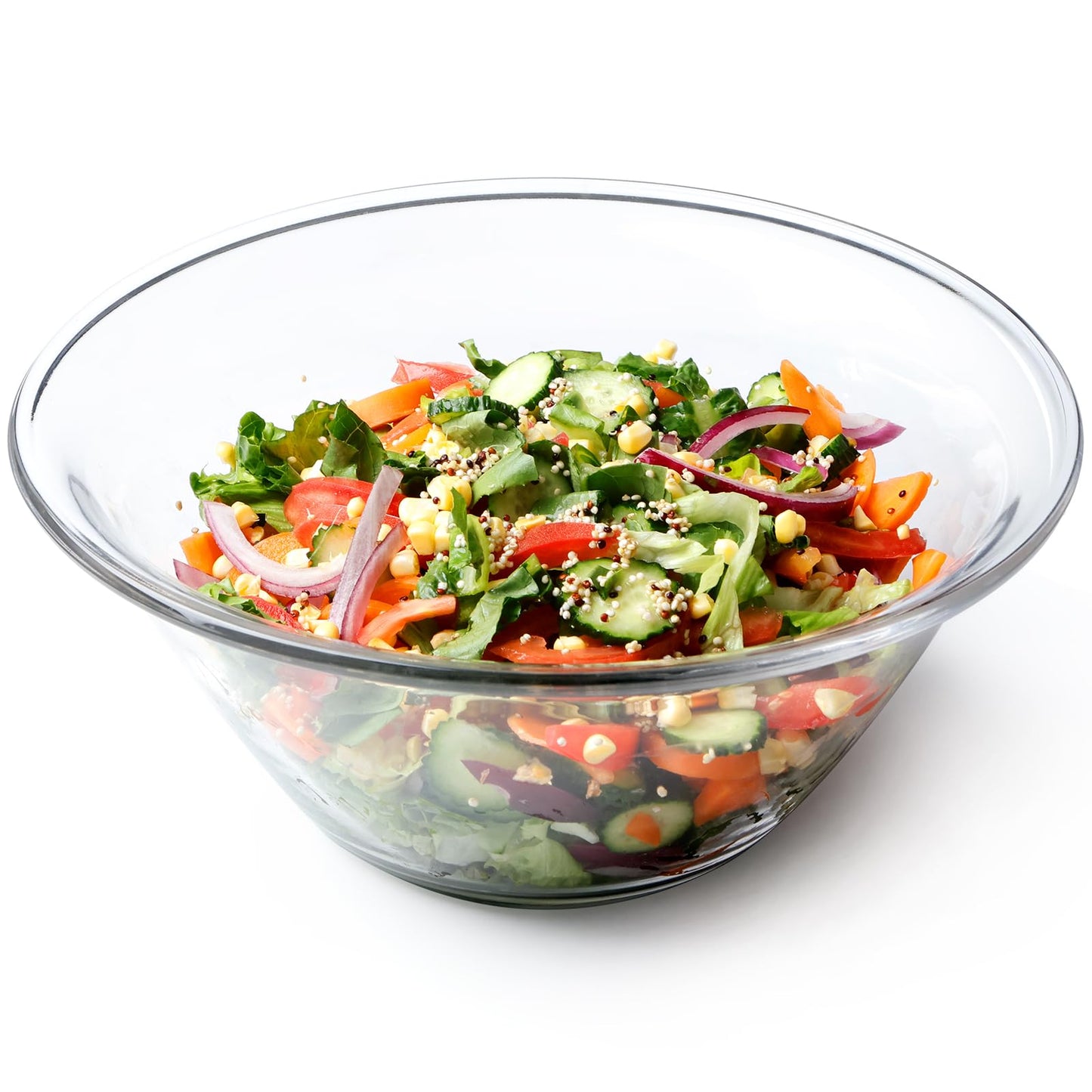 NUTRIUPS Large Glass Mixing Bowl, 4.1L Big Glass Salad Bowls, Clear Deep Glass Bowls for Mixing