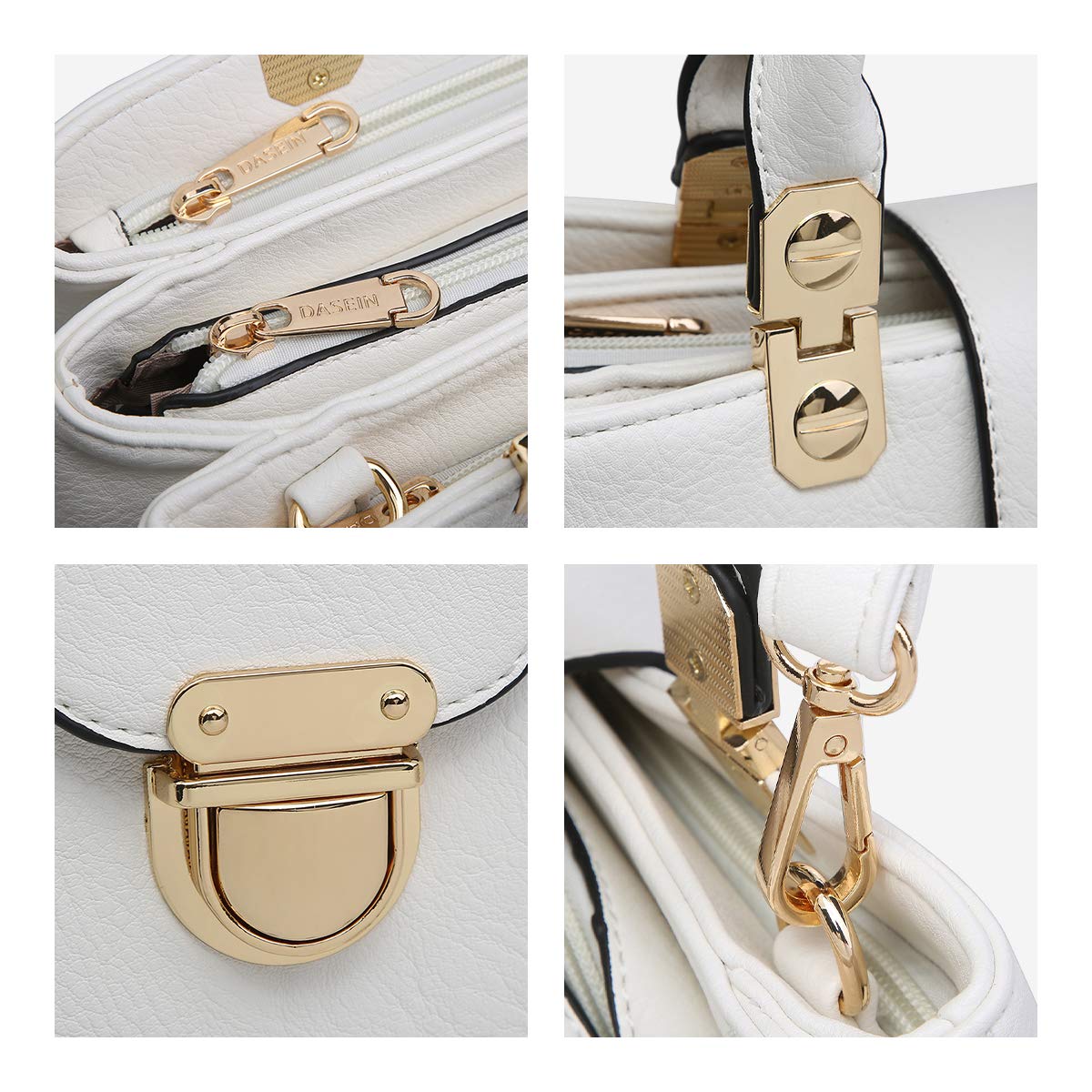 Dasein Women Satchel Handbags Top Handle Purse Medium Tote Bag Vegan Leather Shoulder Bag White