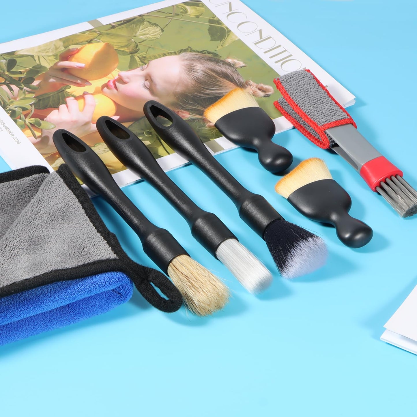 Zhtulck Car Detailing Brush, 7 PCS Car Interior Brush Set, Automotive Interior Dusting Brush, Car Cleaning Brush for Cleaning Car Interior Exterior, Air Vents, Dashboard Engines Leather Wheel