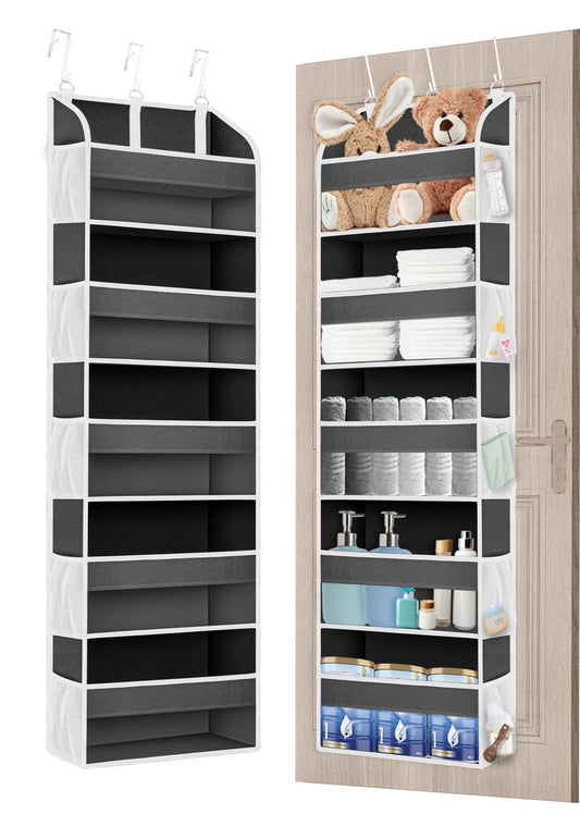 TAHAVICE 1 Pack Over The Door Organizer, Toilet Bathroom Storage with 5 Pockets 10 Mesh Pockets, 50 lbs Weight Capacity Dorm Room Essentials for Girls Stuffed Animal Organizer for Nursery Bedroom