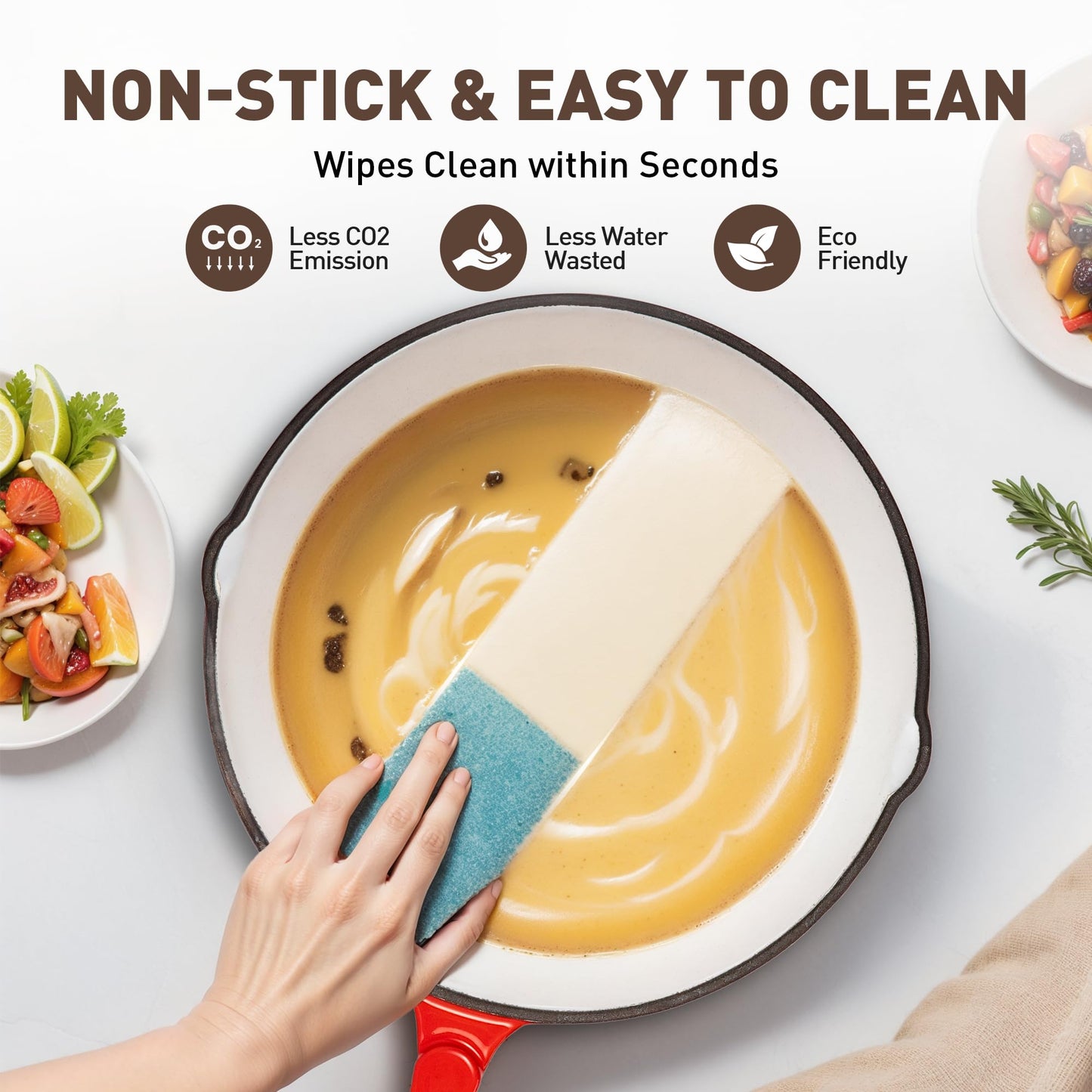 MAISON ARTS Enamel Cast Iron 7 Piece Cookware Set, Heavy Duty Dutch Ovens Pot with Lid, Red Non Stick Pots and Pans Sets, Oven Safe up to 500°F