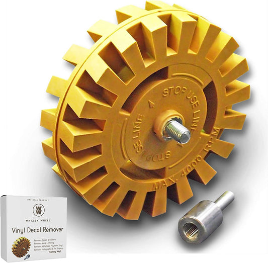 Wonder Wheel Decal Remover Eraser for Drill - Rubber Eraser Wheel for Easy Decal Removal - Dark Yellow - 2 Pack - Durable Material - 4 Inch Diameter