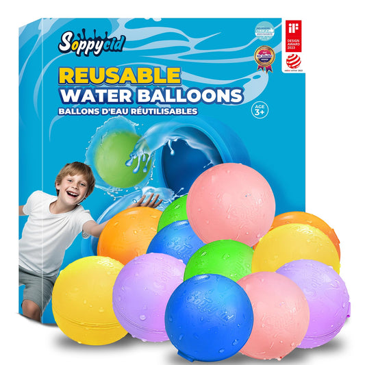 SOPPYCID Reusable Magnetic Water Balloons：16 Pack Refillable Water Bomb Splash Balls Self Sealing Quick Fill - Latex-Free Silicone Water Toys for Kids Adults - Water Games Outside Beach Pool Party