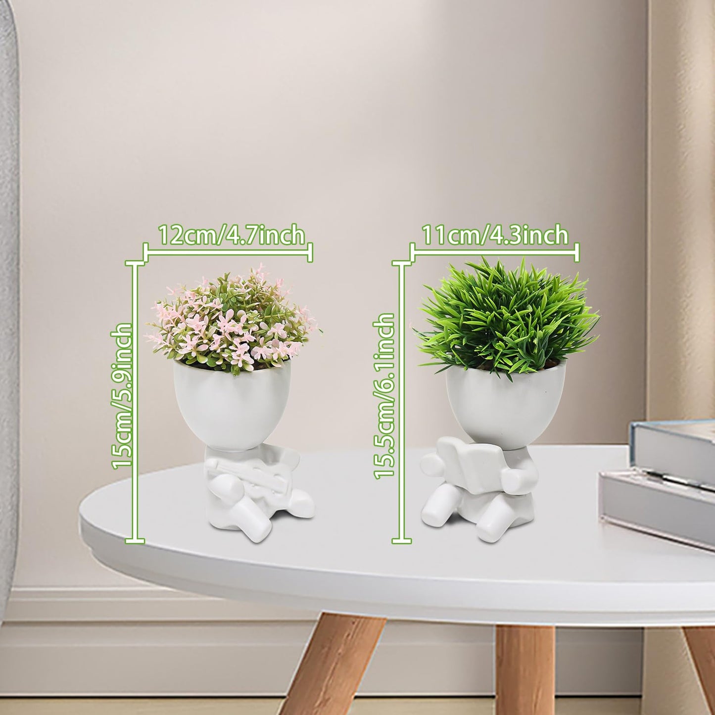 Zerzsy Fake Succulent, Mini Succulents Plants Desk Plant for Office Decor for Women, Cute Fake Plants Bathroom Decor - Set of 2