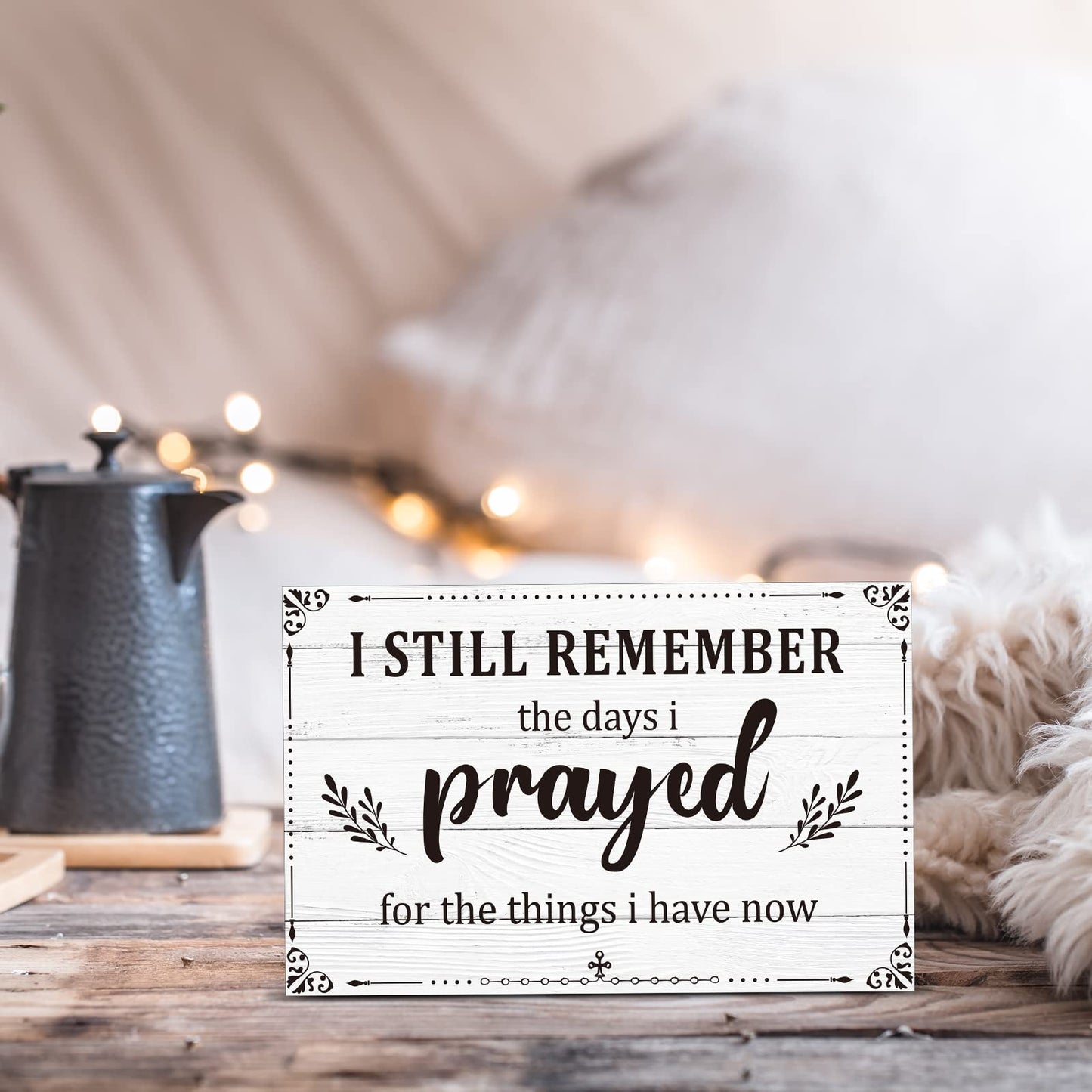 I Still Remember The Days I Prayed Home Wall Decorations Wooden Table Centerpieces Box Sign Farmhouse Decor House Prayer Wooden Rustic Presents For Bedroom Living Room or Shelf(White)
