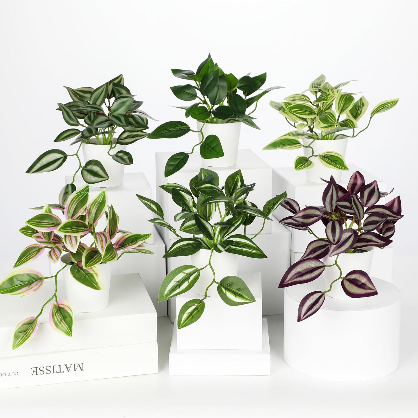 Hollyone Fake Plants 6 Pack Artificial Plants Indoor Faux Plants Small Fake Potted Plant for Home Aesthetic Living Room Bathroom Desk Shelf Office Decor