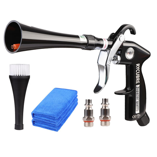 Tornado Dry Cleaning Gun Car Cleaning Air Blow Gun High Pressure Blower Gun with 2 Nozzles + 2 American Connectors + 2 Microfiber Towels, Durable Metal Body, Anti-Drop, for Car Interior Cleaning