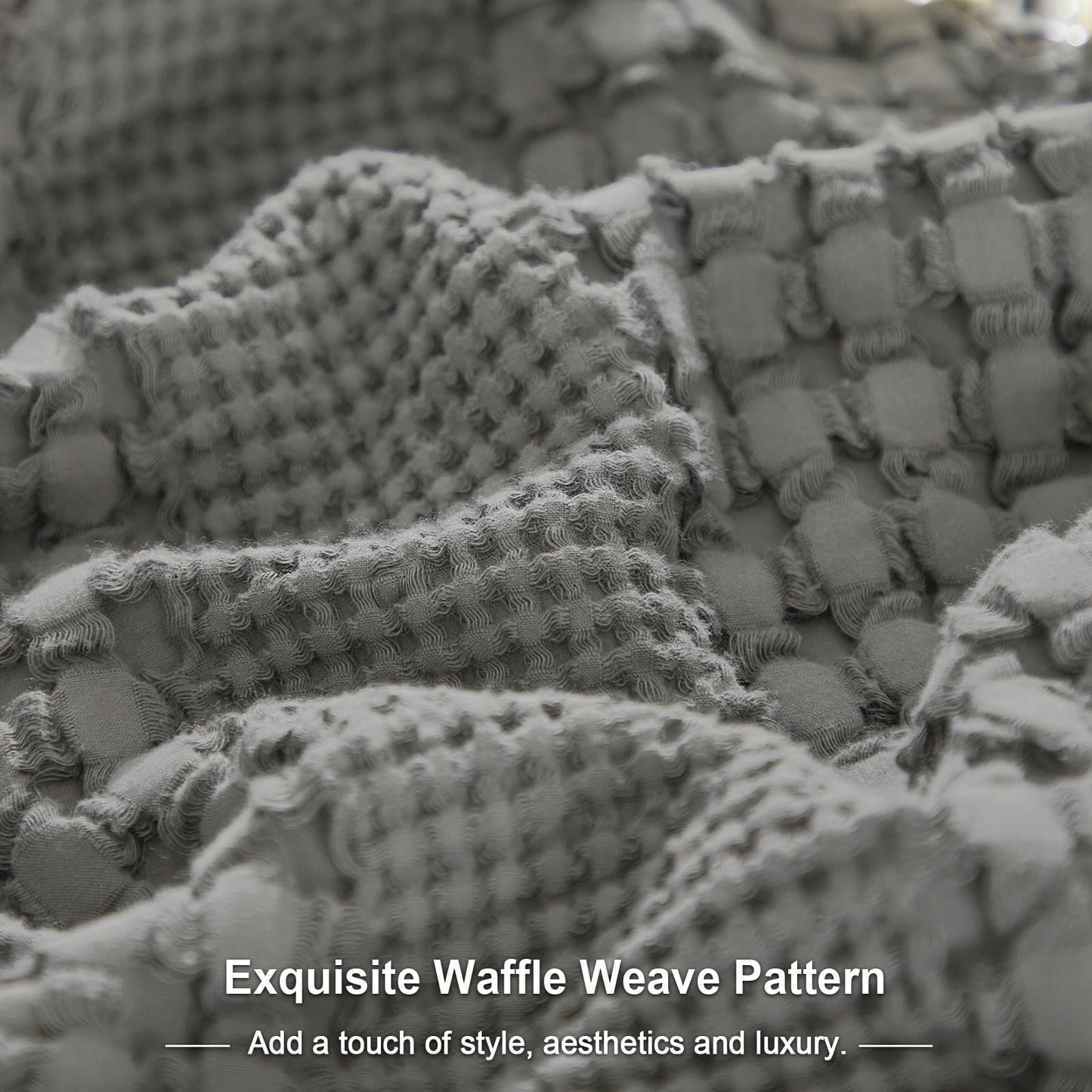 PHF 100% Cotton Waffle Weave Euro Sham Covers, 2 Pack 26" x 26" Bed Pillow Covers for Elegant Home Decor, No Filling, Luxury Aesthetic Soft Euro Pillow Cases for Bed, Dark Grey