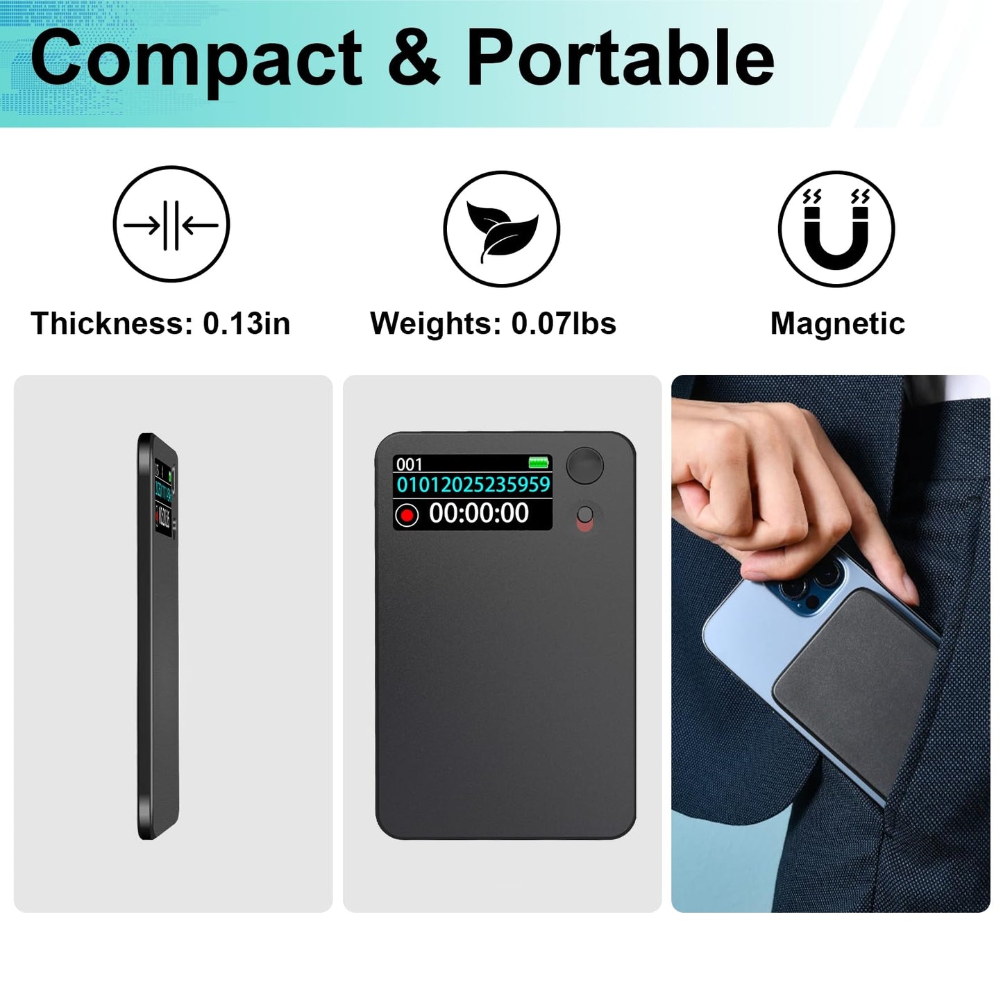 AI Voice Recorder, Transcribe & Summarize by ChatGPT, APP Control, Support 112 Languages, 30H Recording Time, 64GB Memory, Audio Recorder for Lectures, Meetings, Calls