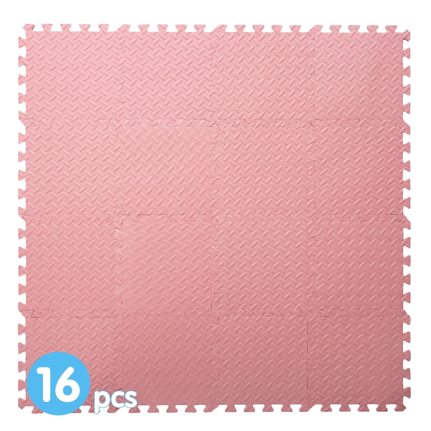 Coolcandy Solid Colored Foam Play Mat, 12"*12" Each Mat丨Non-Toxic Soft Baby Play Mat, 0.4" Thickened Square Interlocking Floor Mats - Toddler Playmat for Playing, Exercise(Loli Pink/16 Tiles)
