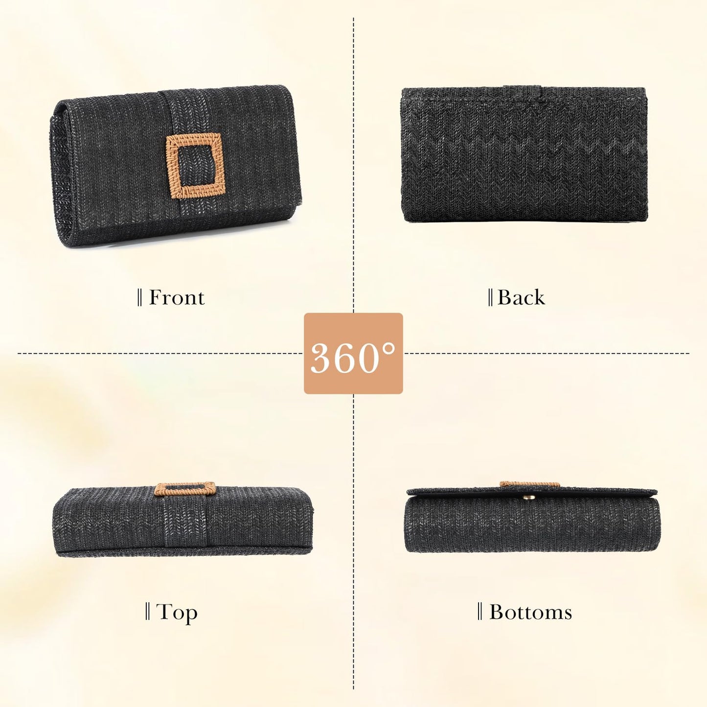 Emprier Straw Clutch Purses for Women Summer Beach Bag Raffia Crossbody Purse Woven Envelope Handbag