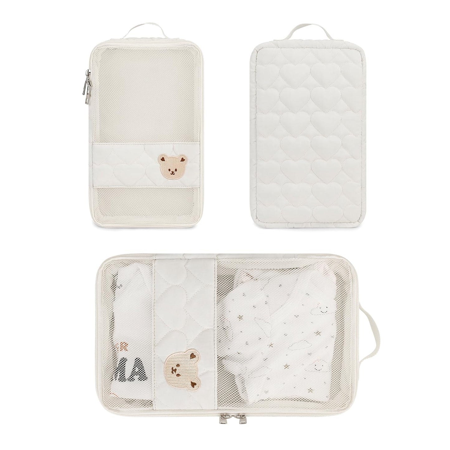 Baby Diaper Organizer - 2 Pack Waterproof Pouches, Mesh Bag, Reusable, Washable or Cloth Diapers (White)