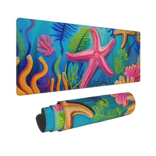 Gaming Mouse Pad,Large Non-Slip Rubber Base Mousepad,Keyboard Mouse Mat,Desk Pad with Stitched Edges,31.5x11.8inch,Starfish