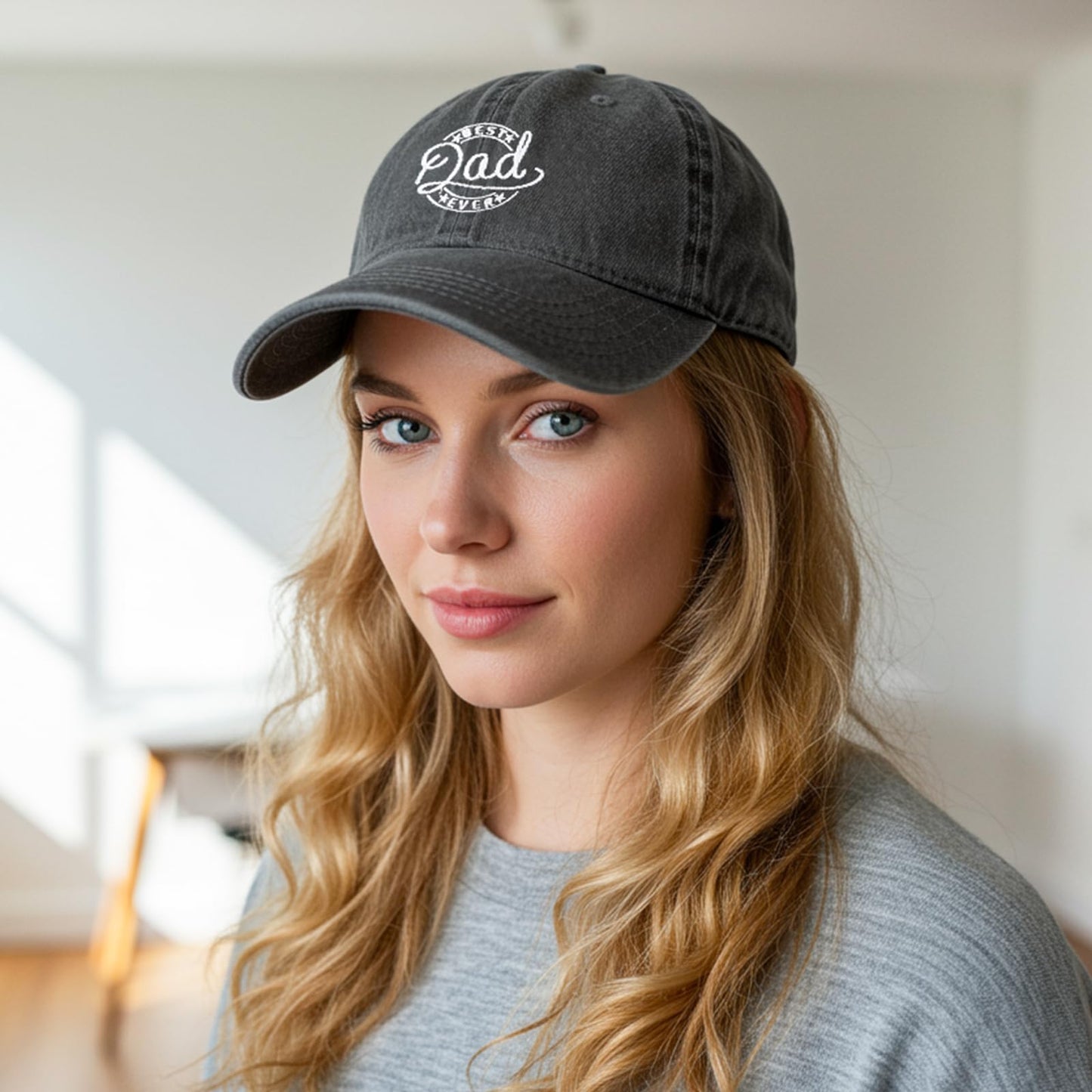 Black Dad Hat Baseball Caps for Men Trucker Adjustable Ponytail Golf Tennis Black Papa Hats Gifts for Dad