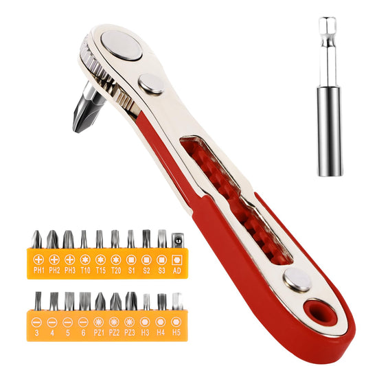 Aeiyiqco 22-in-1 Magnetic Ratchet Screwdriver Set w/Reversible Wrench & Bits | Compact for Tight Spaces, DIY/Home/Car Repairs | Best Gift for DIYers, Handymen & Men