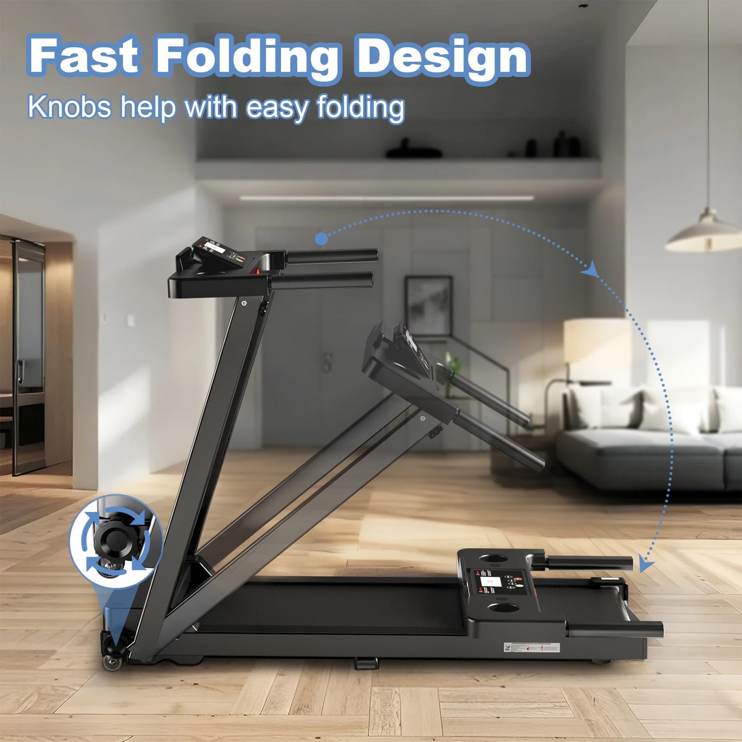 Juturna Treadmills for Home, Portable Foldable Treadmill, Walking Pad with Handle Bar, 3.0 HP Walking Pad with 300 LBS Capacity, Folding Treadmill with LED Display