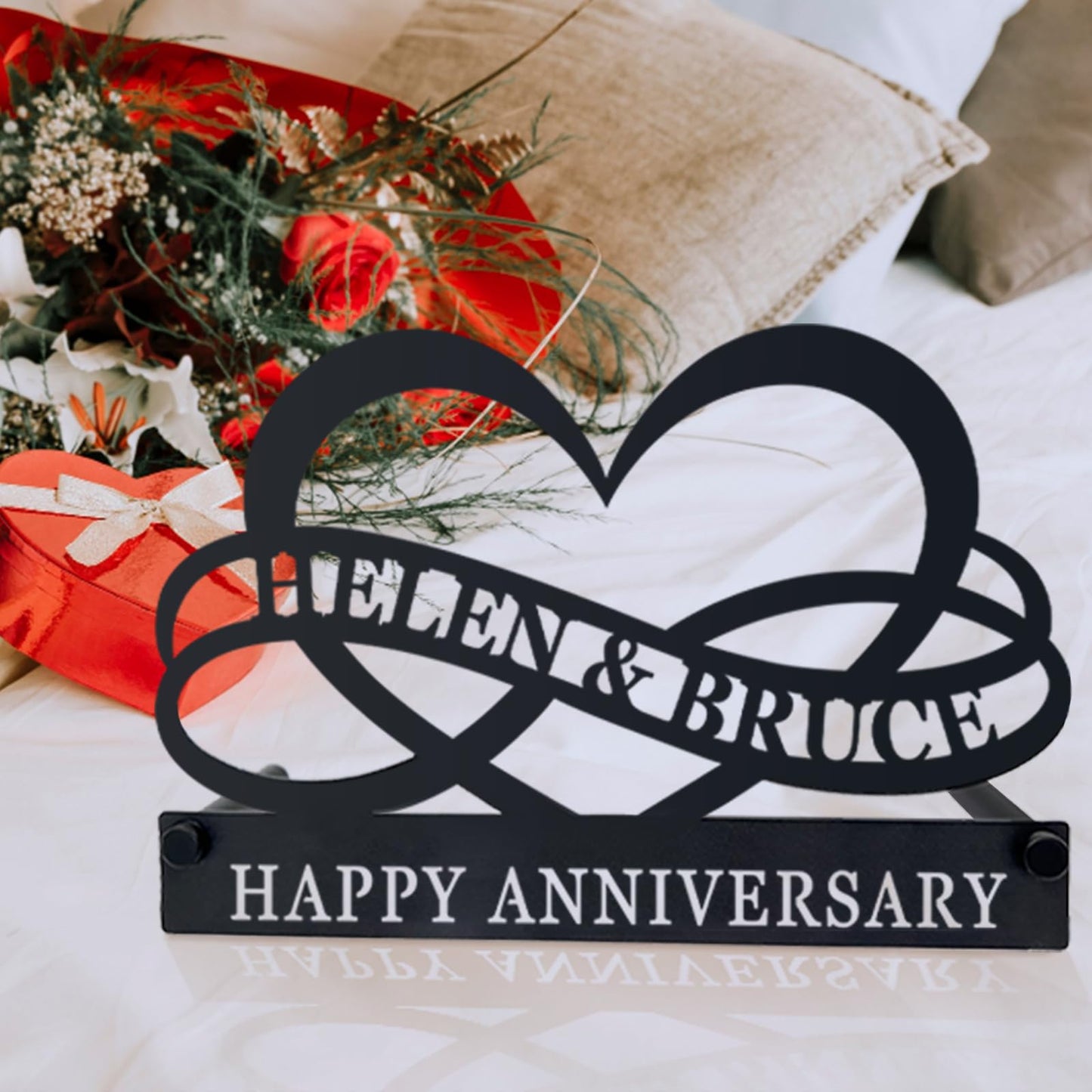 Wedding Gifts for Couples 2025,Infinity Signs with Couple Name, Personalized Valentine'S Day Engagement Gifts, Gifts for Newlyweds, Anniversary Wedding Gift for Couple,Metal Name Signs Personalized(A)