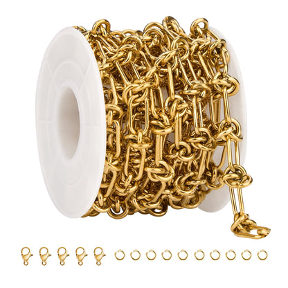 SMYHTGLIF 6.5 feet/2 Meters Silver 304 Stainless Steel Rolo Jewelry Making Chains Bulk Unsoldered Round Link Chain with Lobster Clasps and Open Jump Rings for Jewelry Making