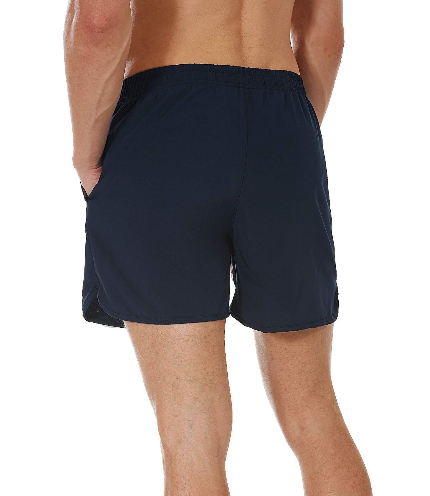 SILKWORLD Men's Running Stretch Quick Dry Shorts with Zipper Pockets, Dark Navy,Dark Grey,LightSeaGreen(Pack of 3)-2new, Large