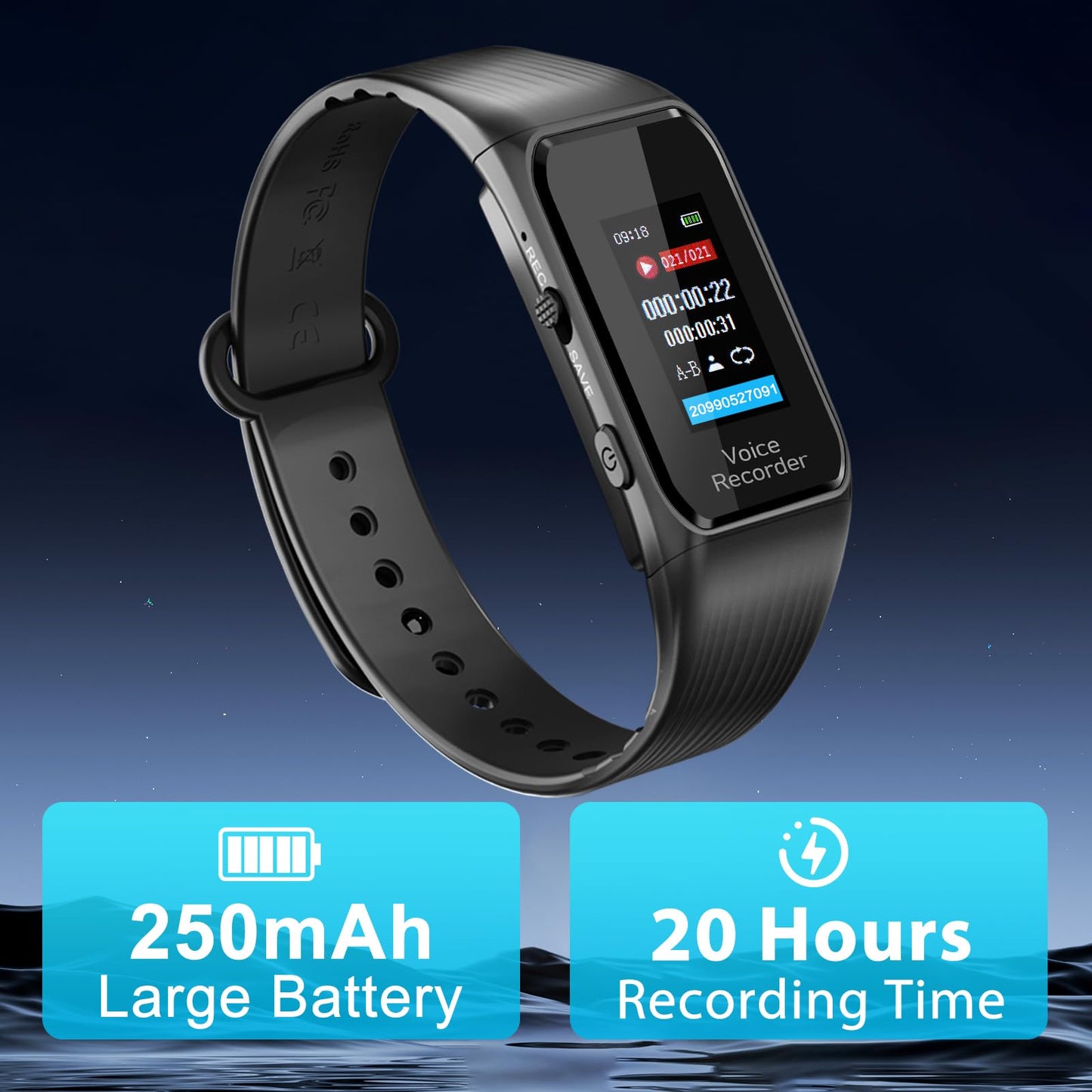 128GB Digital Voice Recorder with 8000 Hours Recording Capacity, Volorful Voice Activated Recorder with Playback, Password, Noise Reduction for Personal Meetings/Interviews/Classes