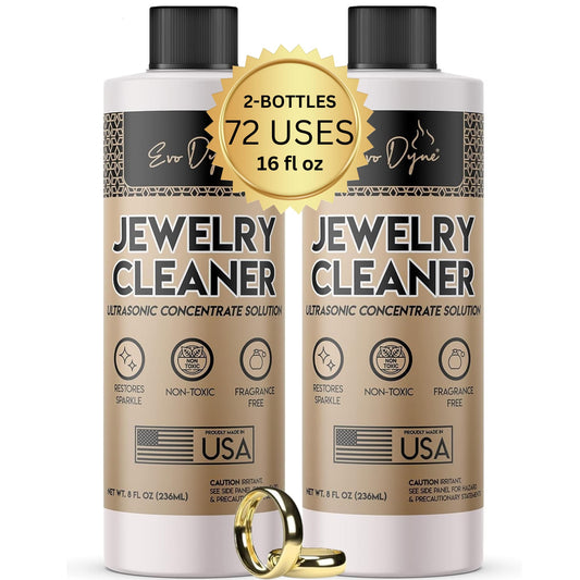 Ultrasonic Jewelry Cleaner Solution (16oz) Concentrated Jewelry Cleaner for Diamonds, Gold, Silver & More | Compatible with Ultrasonic Machine (s) - Made in USA