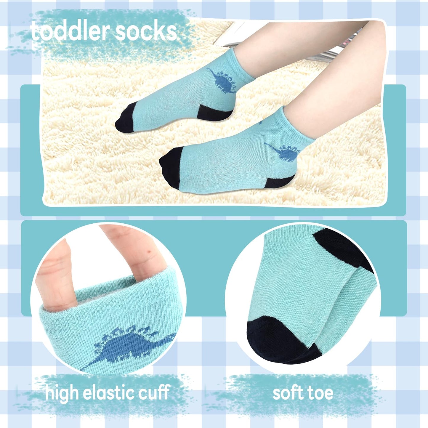 SPTRAMLE Kids Socks 12 Pairs Novelty Crazy Crew Socks for Toddler Boys Girls 3-5 Years Old Fun Mid Cut Socks Children Gift