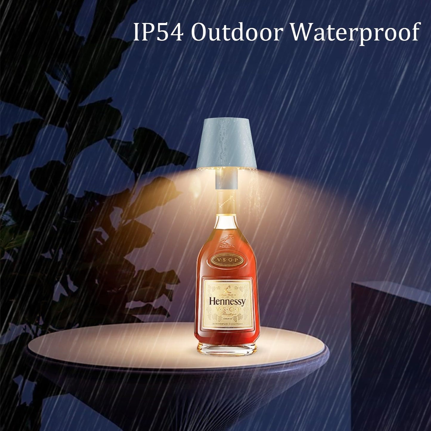 Howskys 2 Pack LED Dimmable Bottle Lamp 3000k+RGB, IP54 Wireless Lamp for Indoor & Outdoor, 5500 mAh Rechargeable, Blue